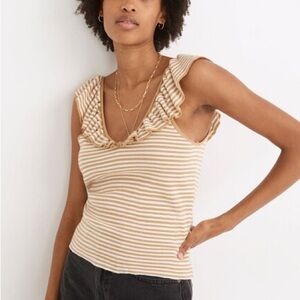 Madewell Belhaven Ruffle Sweater Tank Top in Stripe